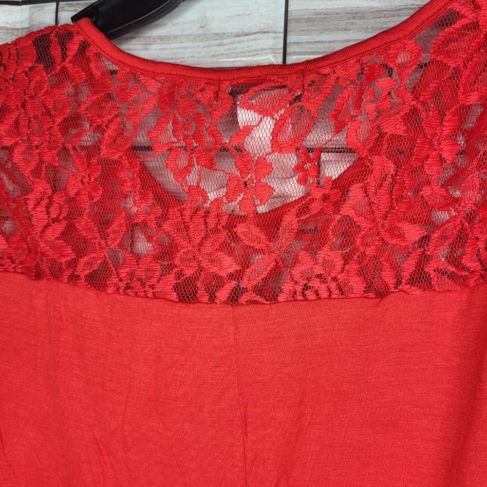 Stitch Wurks Los Angeles New Women's Size 1X Sleeveless Shirt Red Lace Comfy Top - Picture 3 of 7